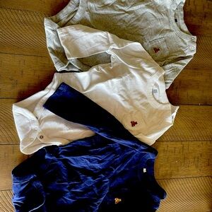 Bundle deal! 3 gap long sleeve solid onesie tops. Blue, grey, white. 6-12 months